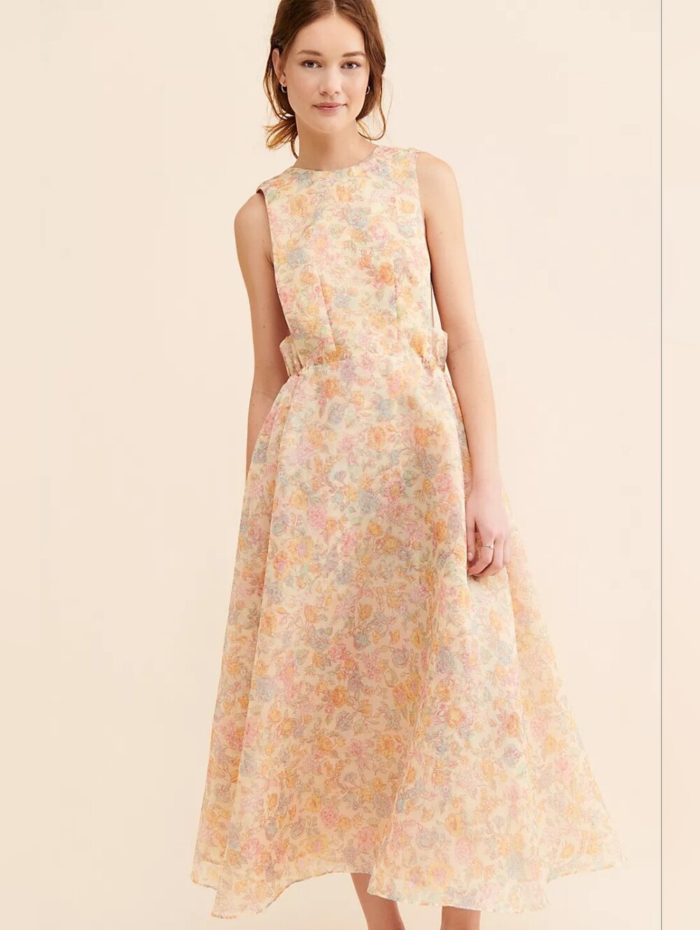 Selkie Puffy Pinafore Dress Yellow S